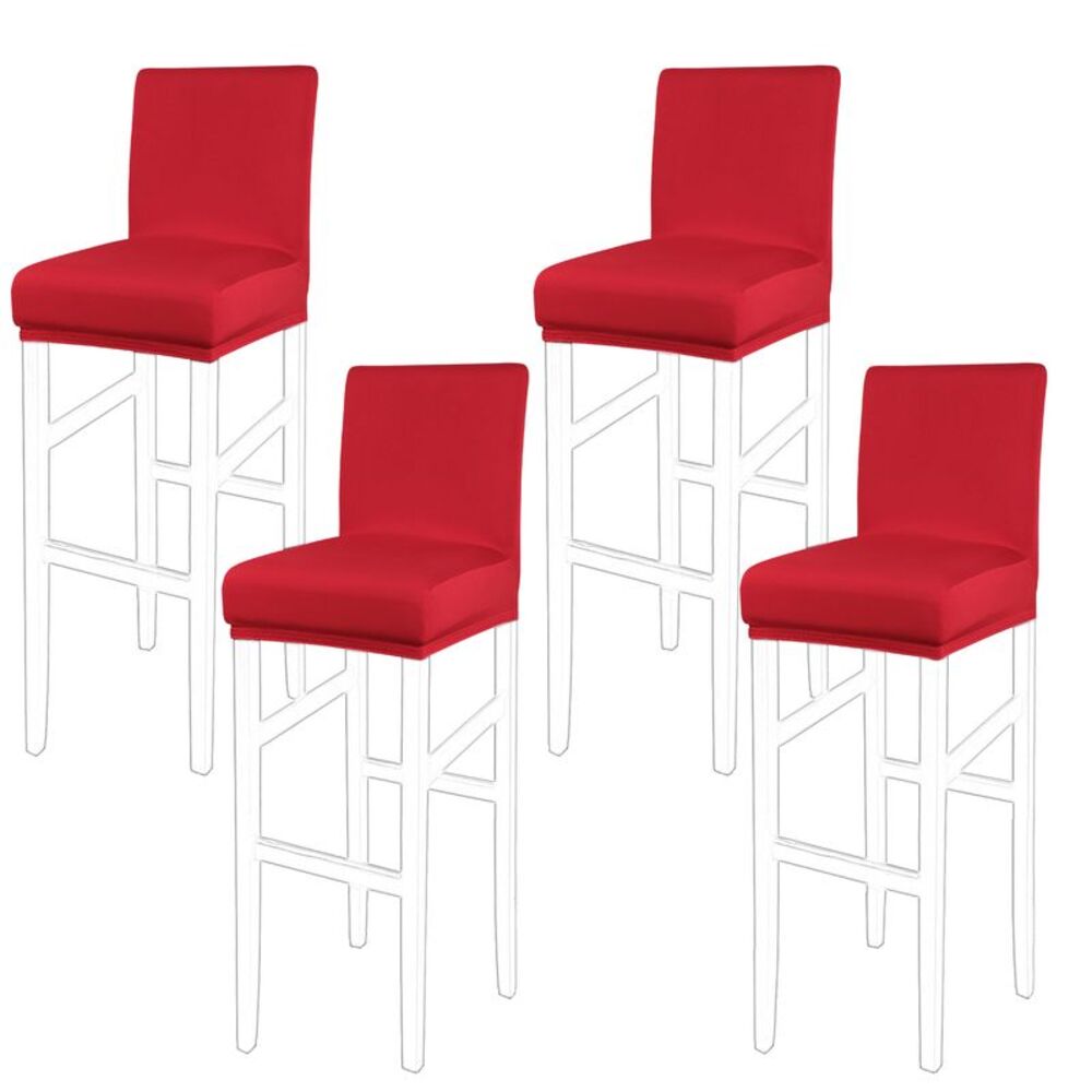 Stretch Bar Stool Covers Pub Counter Height Side Chair Red 4pcs